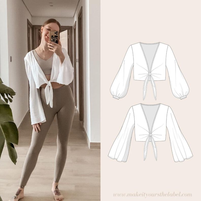 Crop Top Oberteil / Bolero mit Knotendetail - Gr. 34-50 image number 1