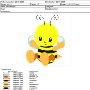 Stickdatei - Biene mit Schmetterling Cute 