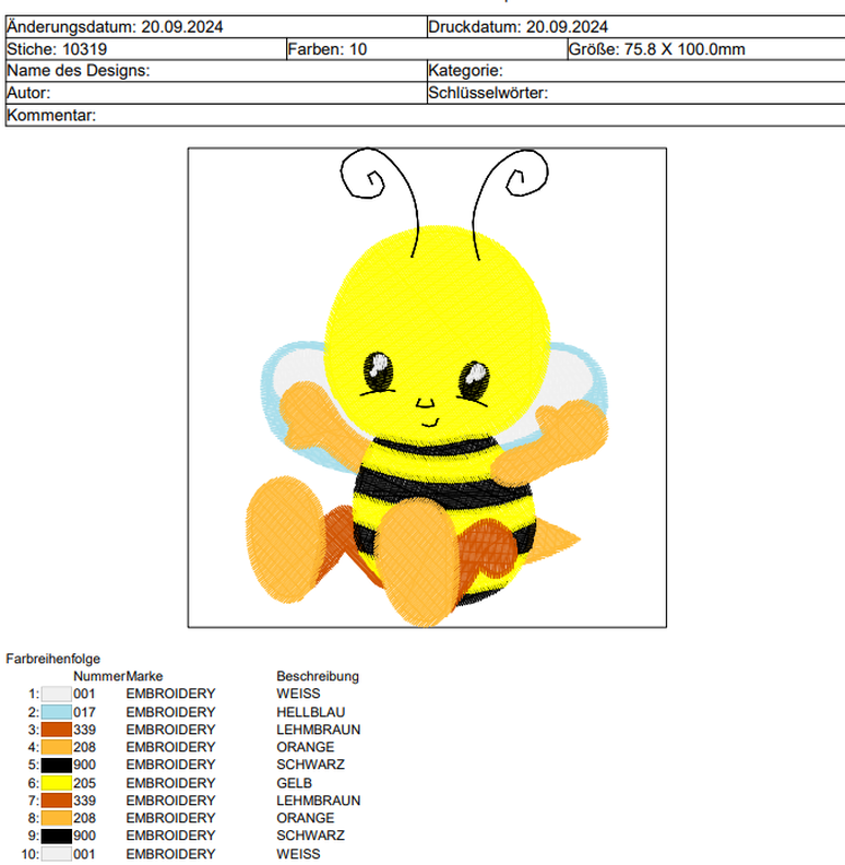 Stickdatei - Biene mit Schmetterling Cute image number 2