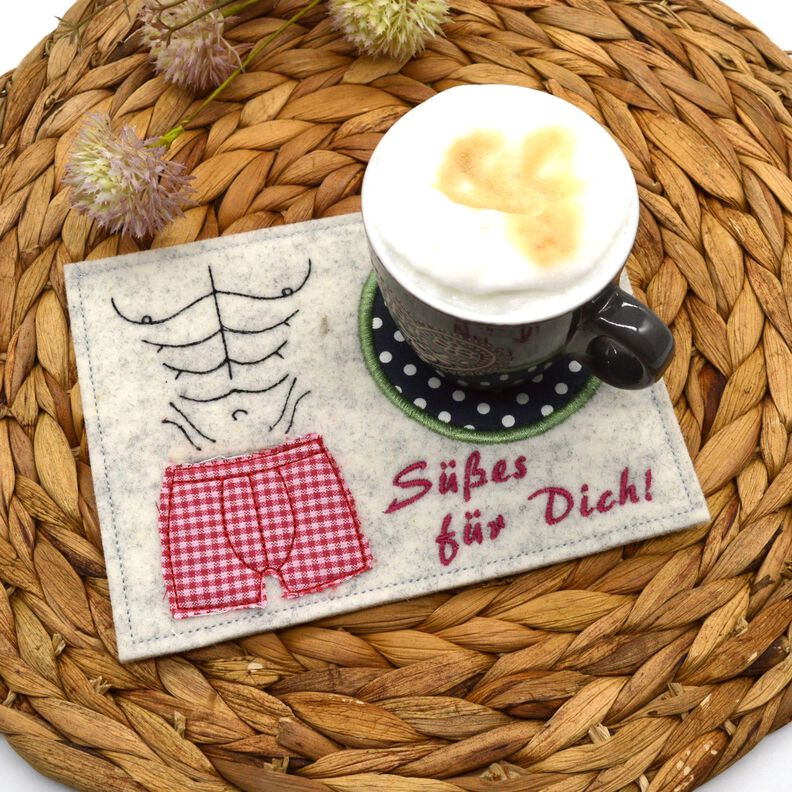 Stickdatei Bauchmuskeln Mug Rug Tassenteppich 13x18cm image number 2