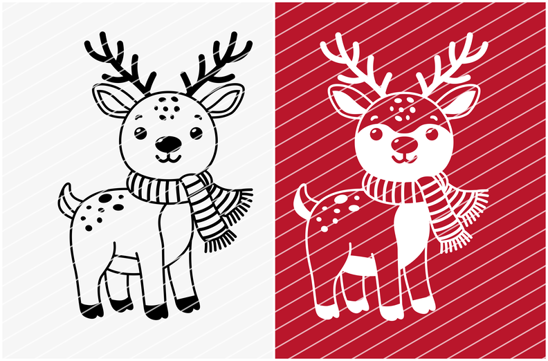 Plotterdatei Rentier / Reh Winter - 2 Varianten SVG PNG DXF image number 2
