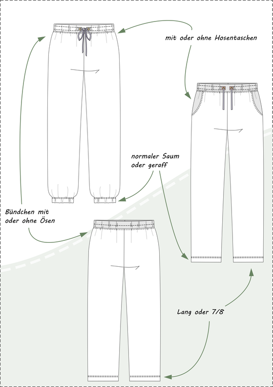 Mira Sweathose lang oder 7/8 mit Bündchen Gr. 34–50 A4+A0 image number 4