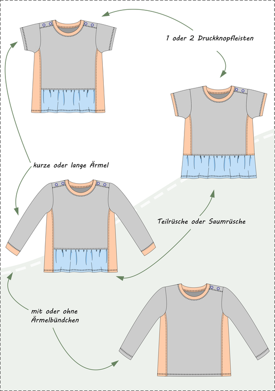 Lia – Baby Shirt mit Rüsche und Knopfleiste Gr. 56-98, A4+A0 image number 8