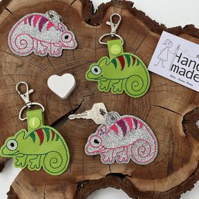 Stickdatei ITH Chamaeleon Anhänger Schlüsselanhänger