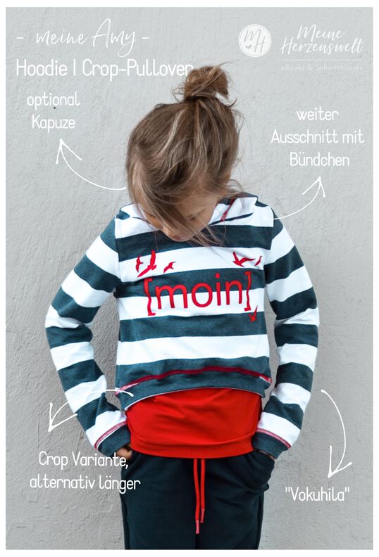 Cropshirt Kinder - Schnittmuster Gr. 86-176 - dein AMY #96 image number 4