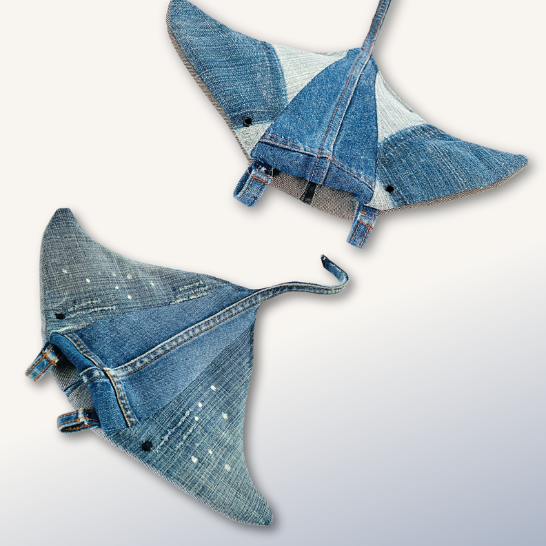 Topflappen nähen aus alten Jeans, Mantarochen  image number 3