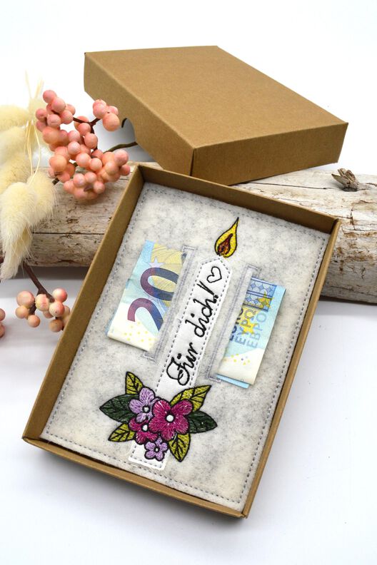 Stickdatei Wunscherfüller Kerze Blumen für dich image number 2