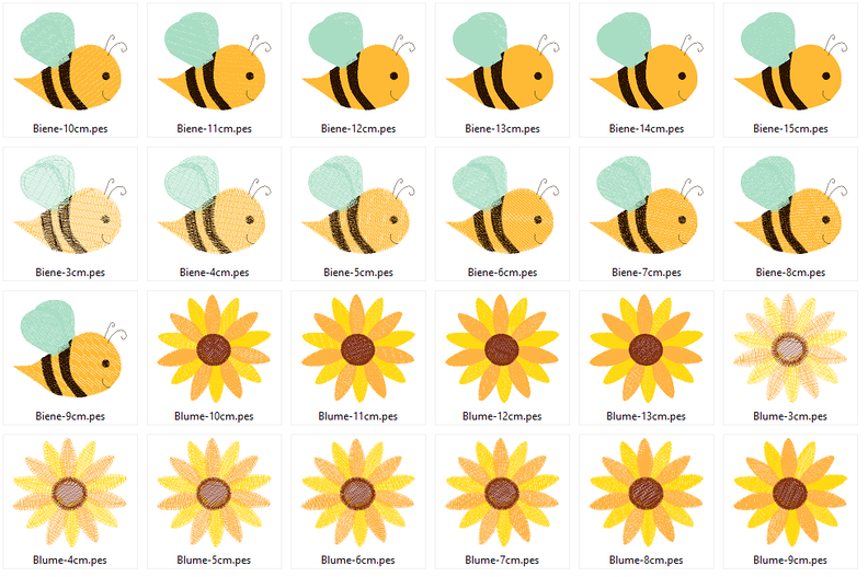 Stickdatei - Biene Bienchen Hummel mit Blumen image number 3
