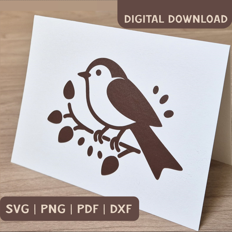 Plotterdatei Vogel auf Ast SVG PNG DXF PDF image number 1