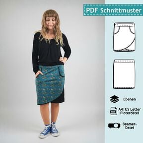 Rock in Wickeloptik, Schnitt mit Ebenen, A4, A0+, Beamer