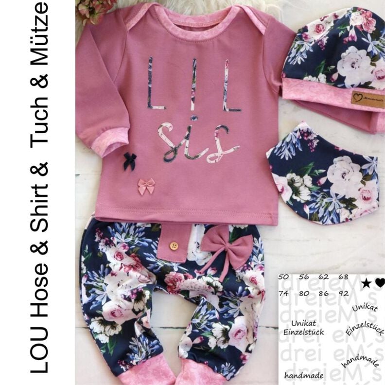 Newborn-Set LOU Hose,Shirt,Tuch,Mütze + Datei image number 1