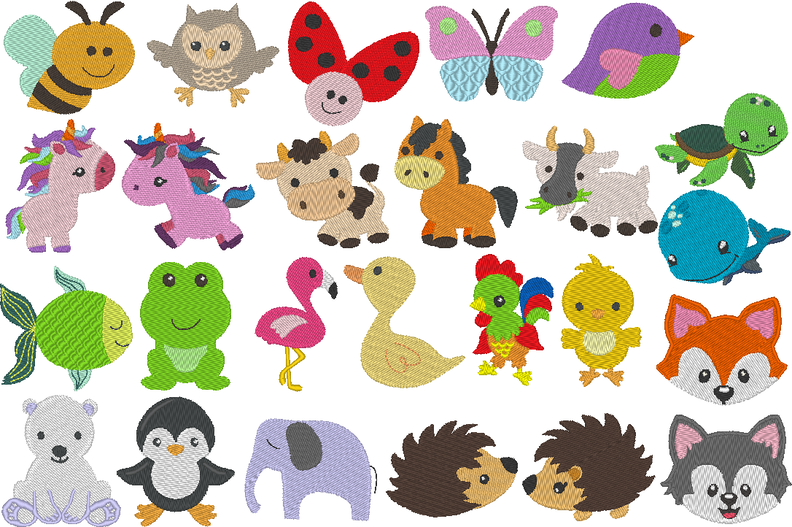 Stickdatei - Puschen Motive mit Tieren in 5cm, 6cm und 7cm image number 6