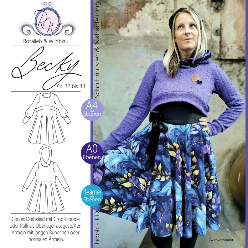 Becky Gr. 32 bis 48 Set aus Crop-Oberteil und Drehkleid image number 1