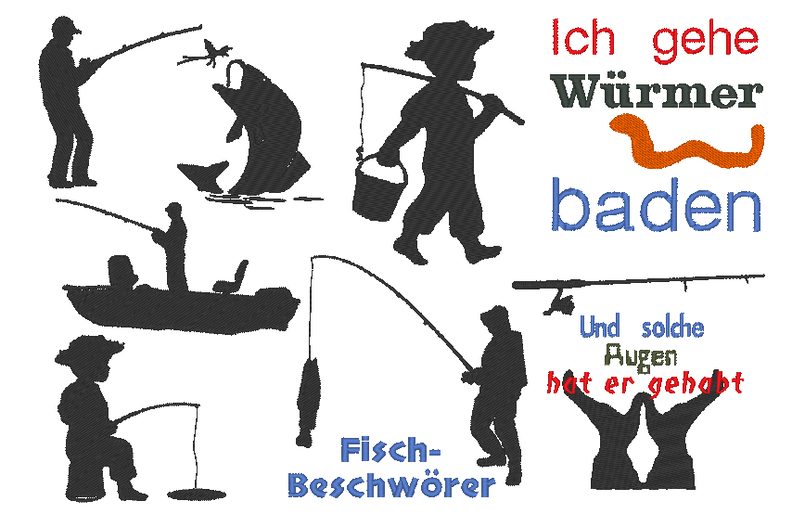 Stickdatei Angel Angler Angeln Fisch image number 1