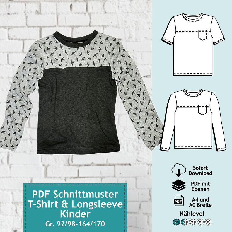 "Familien-Paket" Schnittmuster Set Longsleeve u. T-Shirt  image number 3