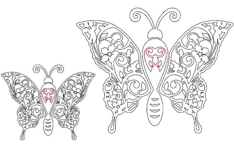 Stickdatei Schmetterling Linie Schnörkel Blumen Silhouette image number 5