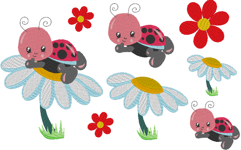 Stickdatei - Käfer Marienkäfer auf Blume Lady bug image number 6