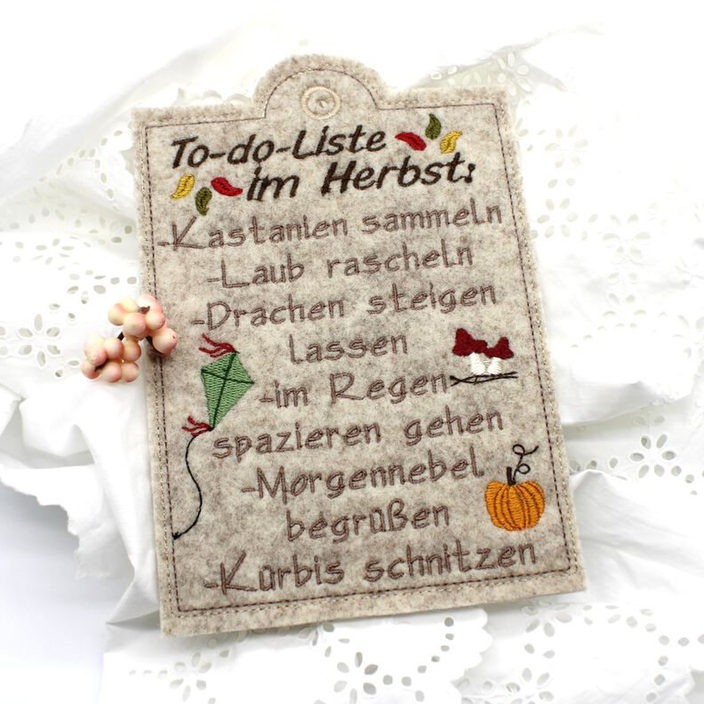 Stickdatei ITH Schild Herbst Todo Liste Laub Kürbis image number 2