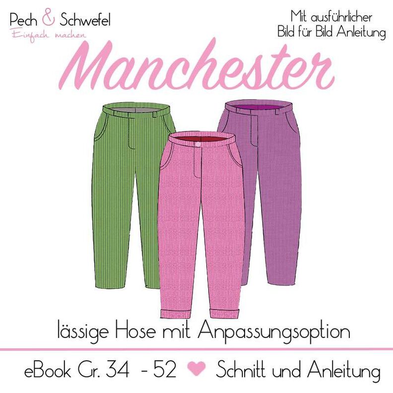 E-Book Cordhose „Manchester" Gr. 34-52 *A4 und A0 Datei* image number 1