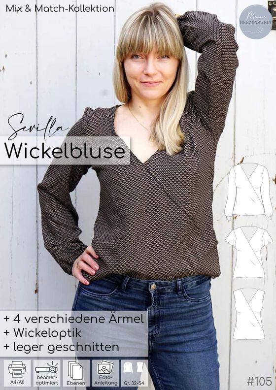 Bluse Damen – Schnittmuster Gr. 32-54 – SEVILLA #105 image number 2