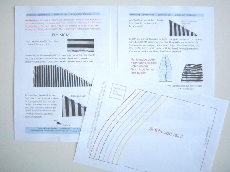 Nähanleitung + Schnitt Zipfelmütze und Halstuch image number 4