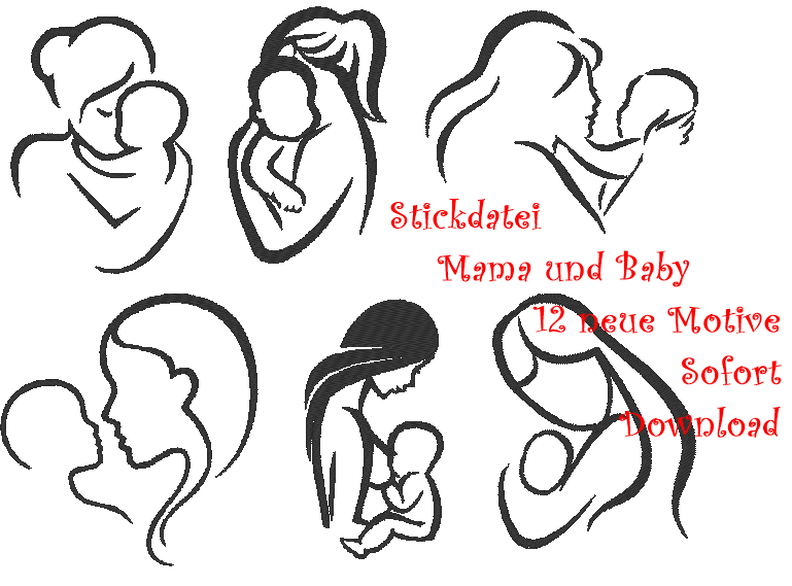 Stickdatei Mama und Baby 2.0 12 neue Motive image number 1