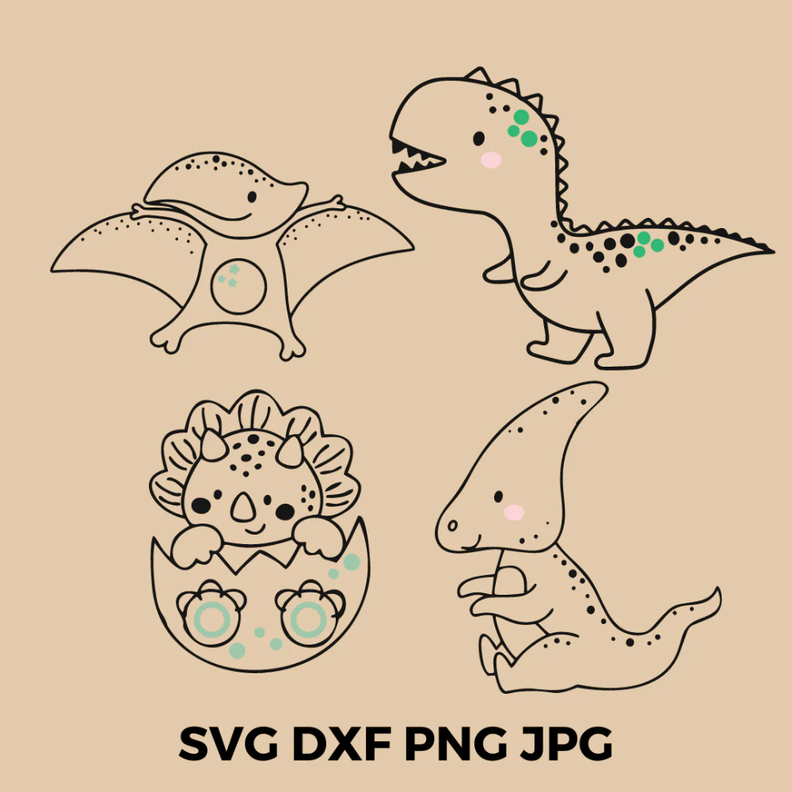 Plotterdatei Bundle Baby Dino image number 1