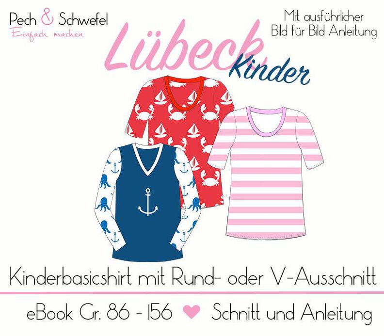 Schnittmuster Kindershirt Lübeck Gr. 86 - 158 in A4 und A0 image number 1