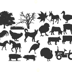 Stickdatei Bauernhof 1 Silhouetten