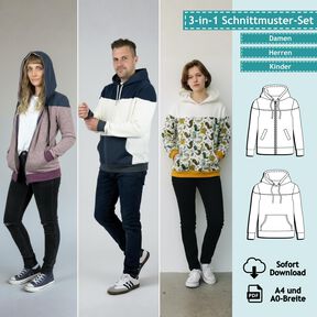 "Familien-Paket" Hoodie - Set Damen, Herren und Kinder