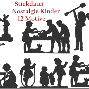 Nostalgie Kinder Silhouette Stickdatei Vol.1
