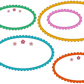 Stickdatei ovale Buttons Rahmen Wellenrand 7 Größen