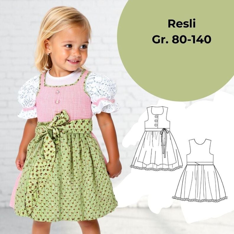 Schnittmuster Kinderdirndl Resli Gr. 80 -140 image number 1