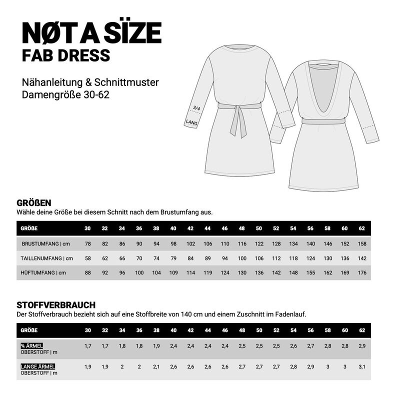 FAB DRESS rückenfreies Kleid Schnittmuster Gr. 30-62 image number 4