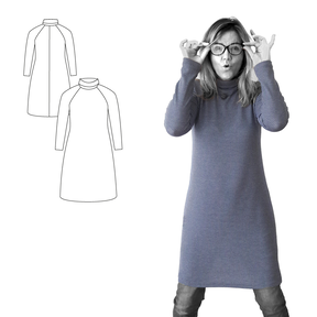 Kleid Lei Raglanärmel & Kragen Gr. 34-48 Schnittmuster