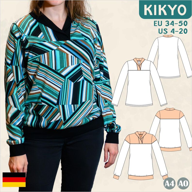 Kikyo schicker Pullover mit Wickelkragen BU 80-116, A4+A0 image number 1