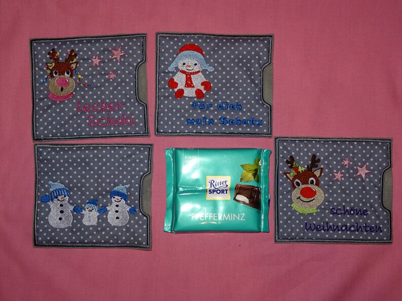 Schokoladen Verpackung Hülle Weihnachten ITH Stickdatei  image number 4