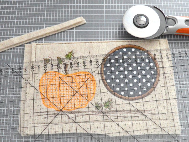 Stickdatei Mug Rug  K&uuml;rbis 13x18cm und 13x20cm image number 2