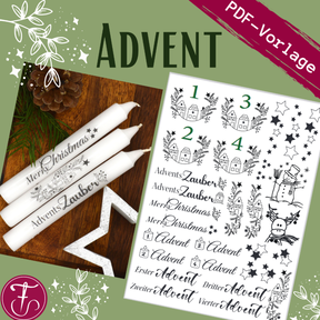 Vorlage für Kerzentattoo Weihnachten pdf Advent