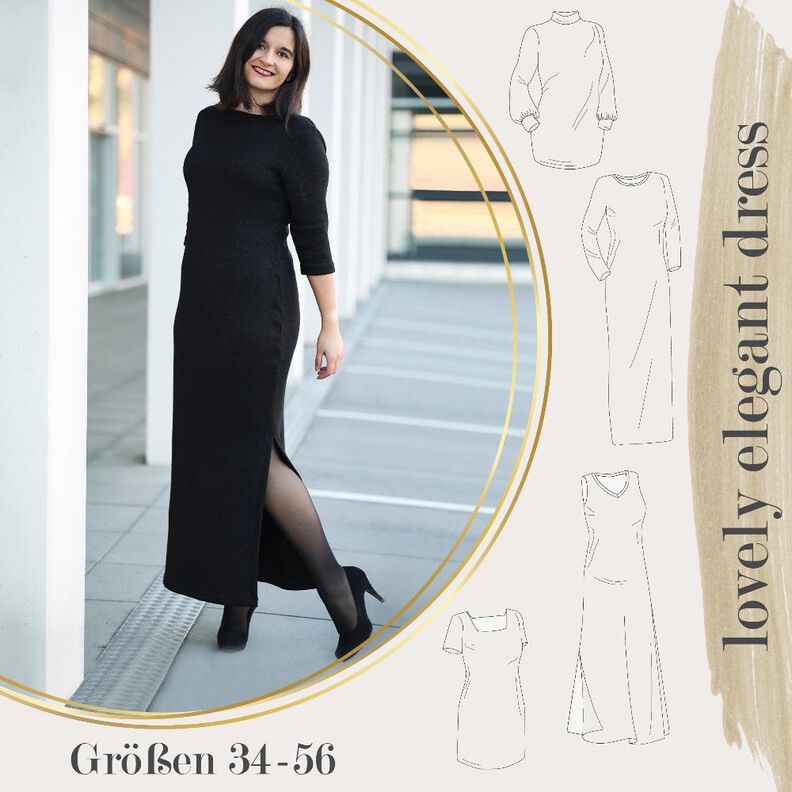 lovely elegant dress 34-56 Maxikleid Longpullover Kleid image number 1