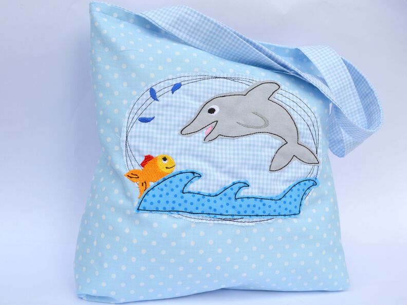 Stickdatei Delfin mit Fisch doodle 13x18cm image number 1