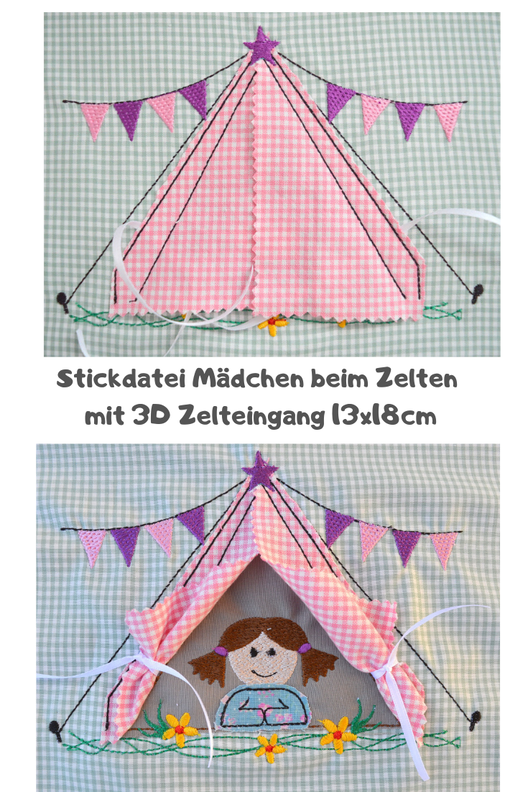 Stickdatei Zelt mit 3D Zelteingang 13x18cm image number 3