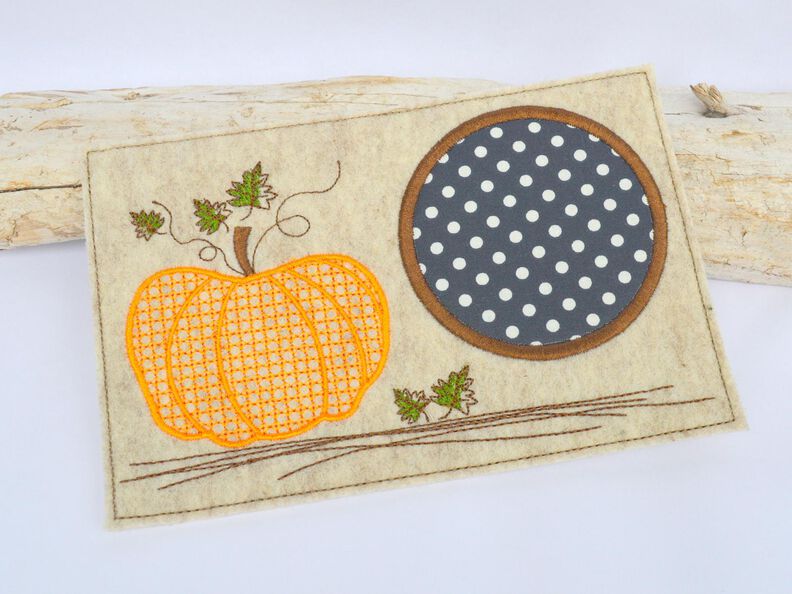 Stickdatei Mug Rug  K&uuml;rbis 13x18cm und 13x20cm image number 3