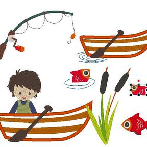 Stickdatei - Angler Boot Fische Angel