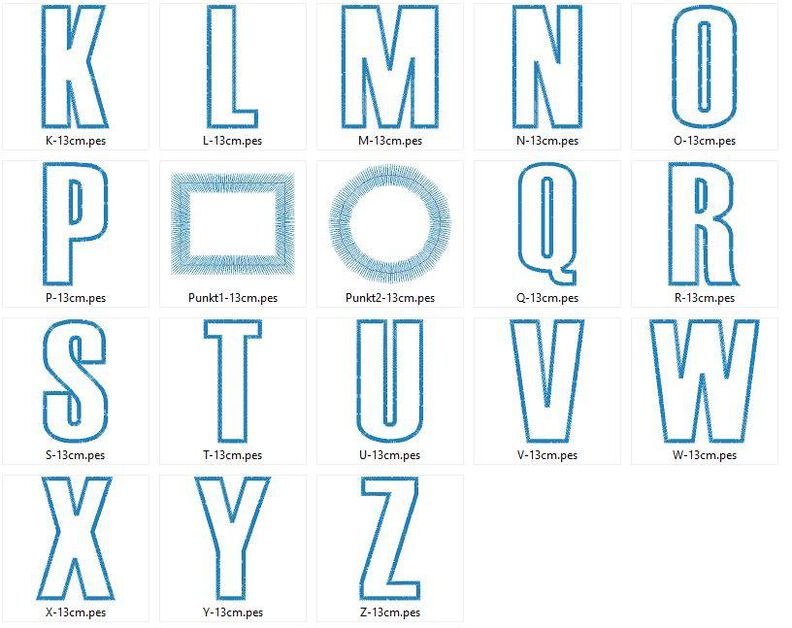 13cm Buchstaben schmal + Zahlen Stickdatei Alphabet Zahl image number 6