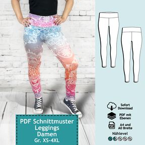 Leggings Nele, Gr. XS - 4XL, Schnittmuster mit Ebenen