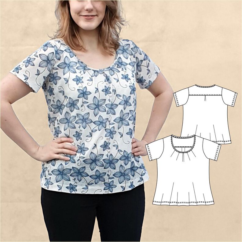 Gloria – Elegantes Jersey Shirt mit Falten, Gr. 34-50, A4+A0 image number 1