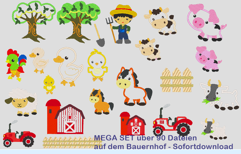 Mega Set Bauernhof Stickdatei image number 1