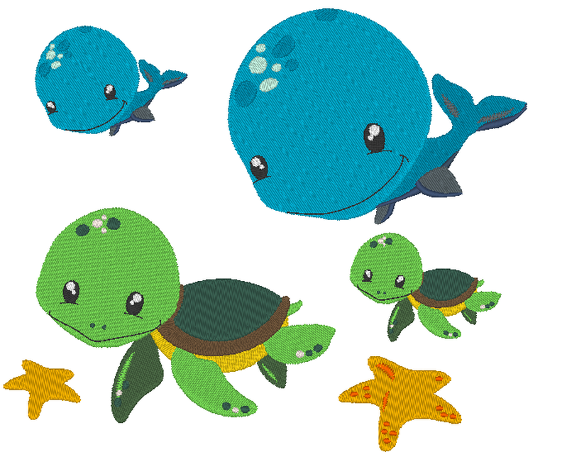 Stickdatei - Wal mit Schildkröte Cute image number 8