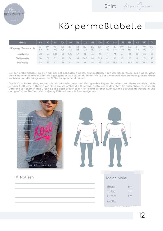 Shirt Kinder - Schnittmuster Gr. 86-176 - deine CARA #118 image number 5